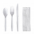 Four-Piece Polystyrene Cutlery Kit, Mediumweight, Fork/Knife/Napkin/Spoon, Plastic, White, 250/Carton (4KITWHPS)