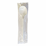 Mediumweight Wrapped Polypropylene Cutlery, Soup Spoon, 4.86", Plastic, White, 1,000/Carton (SOUPMWPPIW)