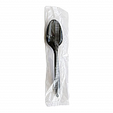 Mediumweight Polypropylene Cutlery, Individually Wrapped, Spoon, Plastic, Black, 1,000/Carton (SPOONBLPPIW)