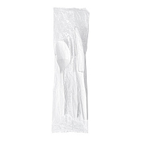 Three-Piece Polystyrene Cutlery Kit, Heavyweight, Fork/Knife/Spoon, Plastic, White, 250/Carton (3KITHVYWH)