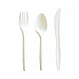 Three-Piece Cutlery Kit, Mediumweight, Fork/Knife/Spoon, 6.97", Plastic, White, 250/Carton (3COMBOKITPP)