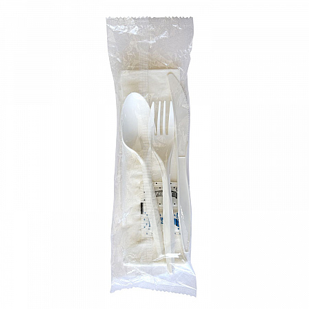 Six-Piece Cutlery Kit, Mediumweight, Fork/Knife/Napkin/Pepper/Salt/Spoon, 5.86