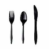 Three-Piece Polypropylene Cutlery Kit, Mediumweight, Fork/Knife/Spoon, Plastic, Black, 250/Carton (3KITBLPP)