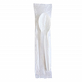 Heavyweight Wrapped Polystyrene Cutlery, Soup Spoon, Plastic, White, 1,000/Carton (SOUPWHPS)