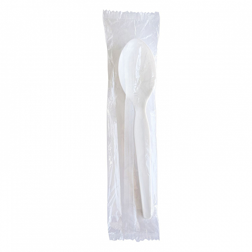 Heavyweight Wrapped Polystyrene Cutlery, Soup Spoon, Plastic, White, 1,000/Carton (SOUPWHPS)