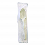 Mediumweight Wrapped Polypropylene Cutlery, Spoon, 5.31", Plastic, White, 1,000/Carton (SPOONMWPPIW)