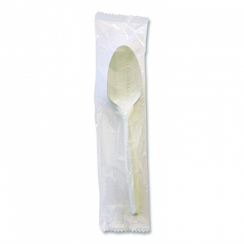 Mediumweight Wrapped Polypropylene Cutlery, Spoon, 5.31", Plastic, White, 1,000/Carton (SPOONMWPPIW)