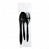 Three-Piece Polystyrene Cutlery Kit, Mediumweight, Fork/Knife/Spoon, Plastic, Black, 250/Carton (3KITBLPS)