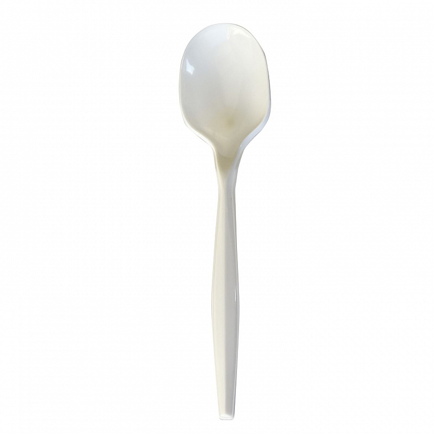 Mediumweight Polypropylene Cutlery, Soup Spoon, 4.86", Plastic, White, 1,000/Carton (SOUPMWPP)
