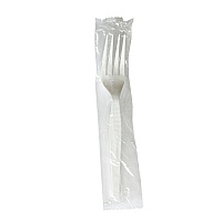 Heavyweight Wrapped Polystyrene Cutlery, Fork, Plastic, White, 1,000/Carton (FORKWHPSIW)