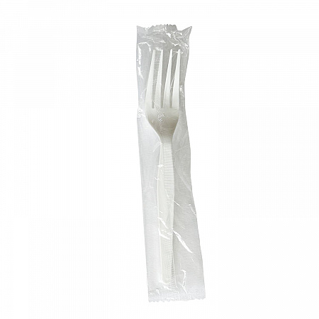 Heavyweight Wrapped Polystyrene Cutlery, Fork, Plastic, White, 1,000/Carton (FORKWHPSIW)