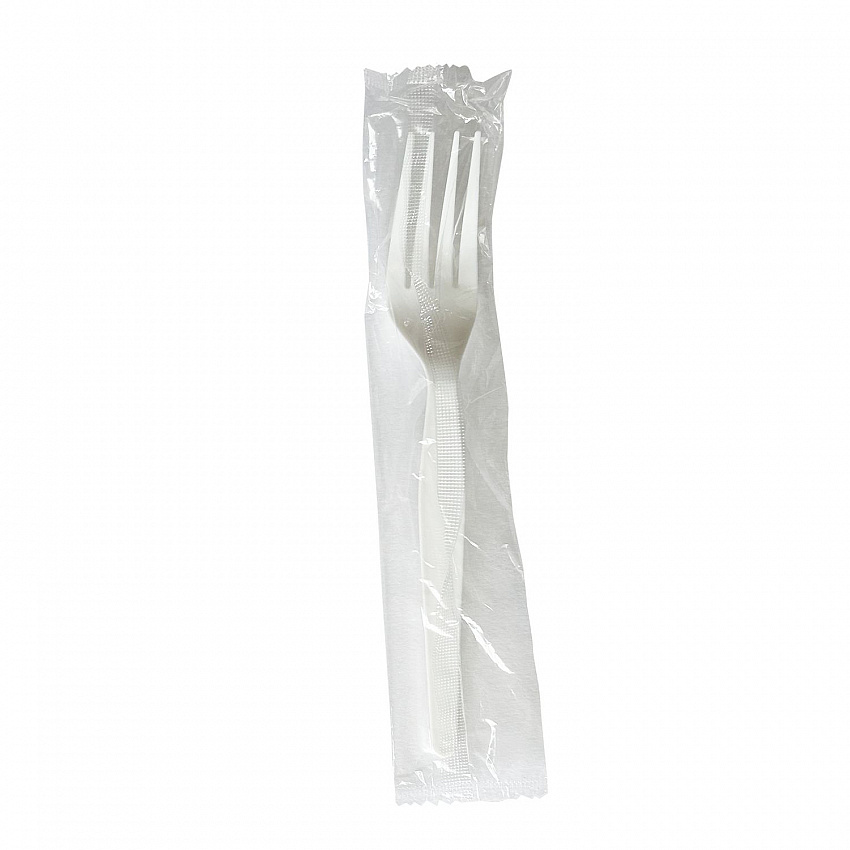 Heavyweight Wrapped Polystyrene Cutlery, Fork, Plastic, White, 1,000/Carton (FORKWHPSIW)