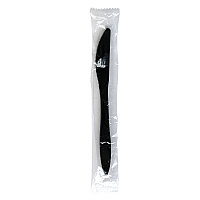 Mediumweight Wrapped Polypropylene Cutlery, Knife, Plastic, Black, 1,000/Carton (KNIFEBLPPIW)