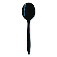 Heavyweight Polypropylene Cutlery, Soup Spoon, Plastic, Black, 1,000/Carton (SOUPBLHVY)