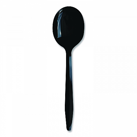 Heavyweight Polypropylene Cutlery, Soup Spoon, Plastic, Black, 1,000/Carton (SOUPBLHVY)
