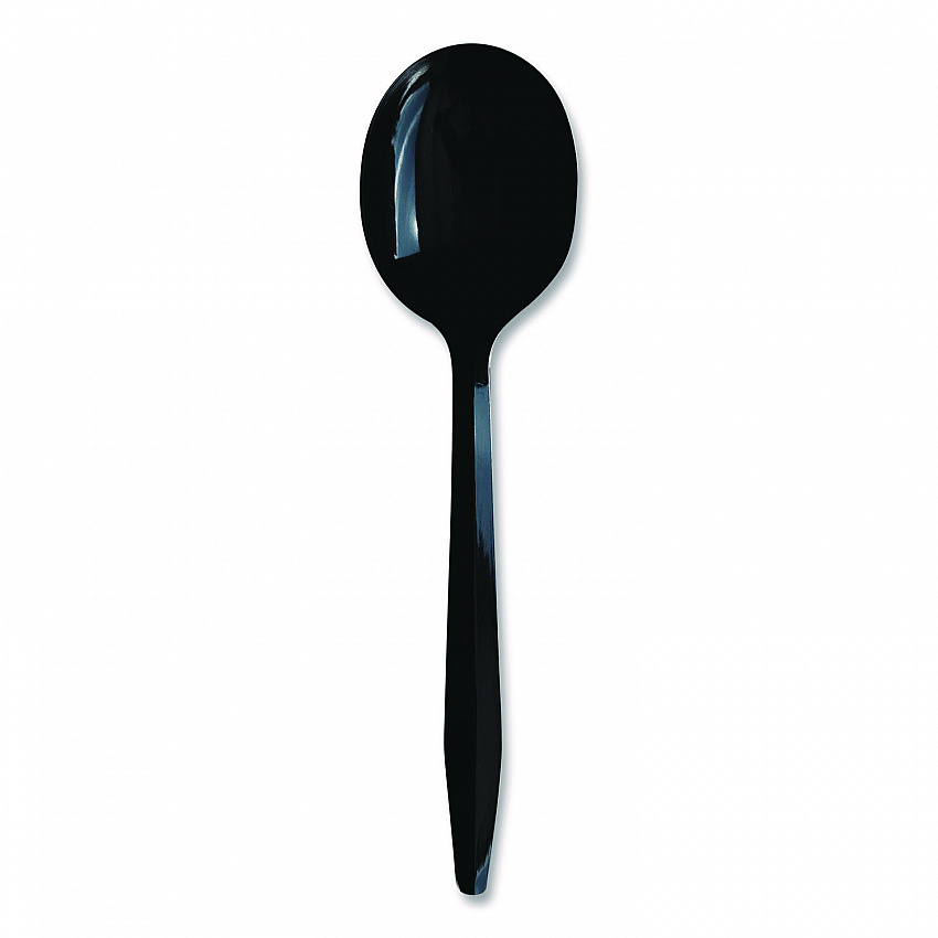 Heavyweight Polypropylene Cutlery, Soup Spoon, Plastic, Black, 1,000/Carton (SOUPBLHVY)