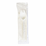 School Cutlery Kit, Mediumweight, Napkin/Spork/Straw, 5.31", Plastic, White, 1,000/Carton (SCHOOLKITPP)