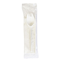 School Cutlery Kit, Mediumweight, Napkin/Spork/Straw, 5.31", Plastic, White, 1,000/Carton (SCHOOLKITPP)