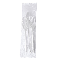 Three-Piece Polystyrene Cutlery Kit, Mediumweight, Fork/Knife/Spoon, Plastic, White, 250/Carton (3KITWHPS)
