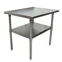 Stainless Steel Flat Top Work Tables, 36w x 30d x 36h, Silver, 2/Pallet (2VT3630)