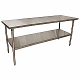 Stainless Steel Flat Top Work Tables, 72w x 30d x 36h, Silver, 2/Pallet (2VT7230)