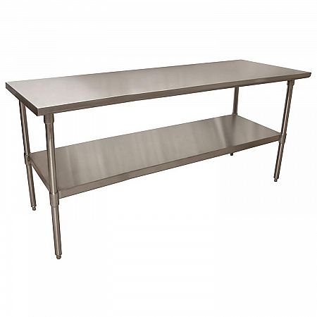 Stainless Steel Flat Top Work Tables, 72w x 30d x 36h, Silver, 2/Pallet (2VT7230)