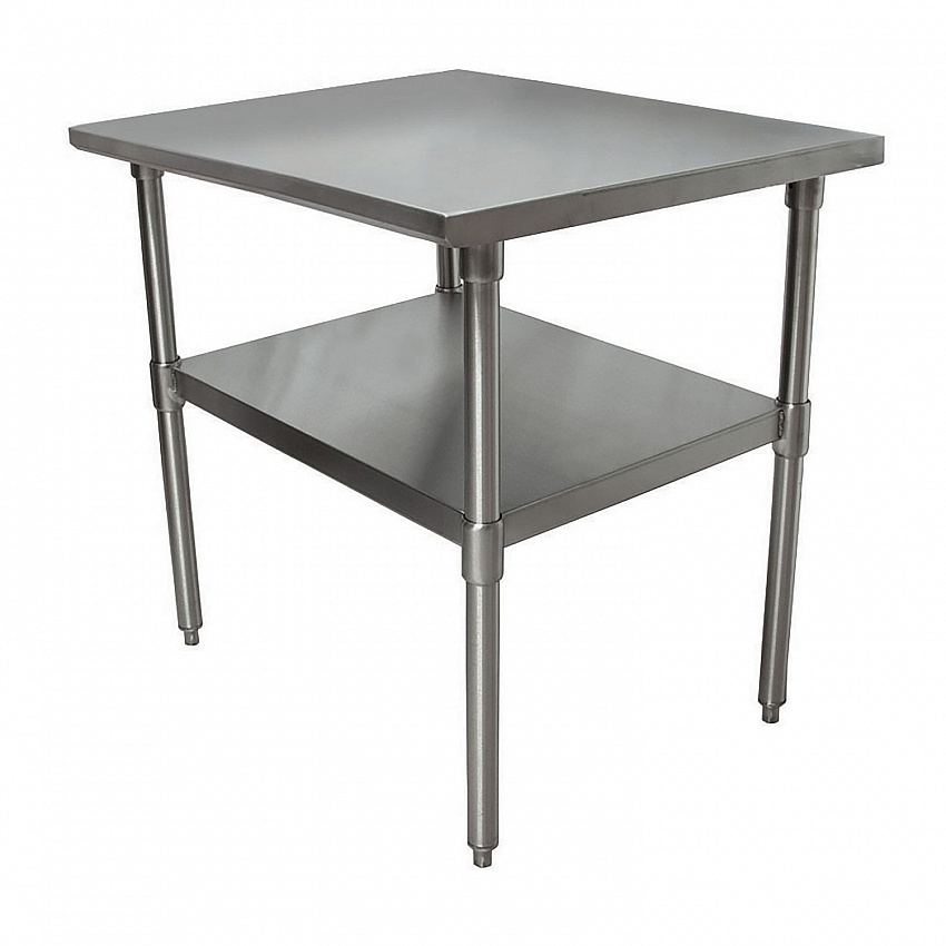 Stainless Steel Flat Top Work Tables, 24w x 24d x 36h, Silver, 2/Pallet (2VT2424)