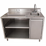 Stainless Steel Beverage Table with Right Sink, Rectangular, 30" x 72" x 41.5", Silver Top, Silver Base/Legs (BEVT3072R)