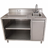 Stainless Steel Beverage Table with Right Sink, Rectangular, 30" x 48" x 41.5", Silver Top, Silver Base/Legs (BEVT3048R)