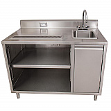 Stainless Steel Beverage Table with Right Sink, Rectangular, 30" x 60" x 41.5", Silver Top, Silver Base/Legs (BEVT3060R)
