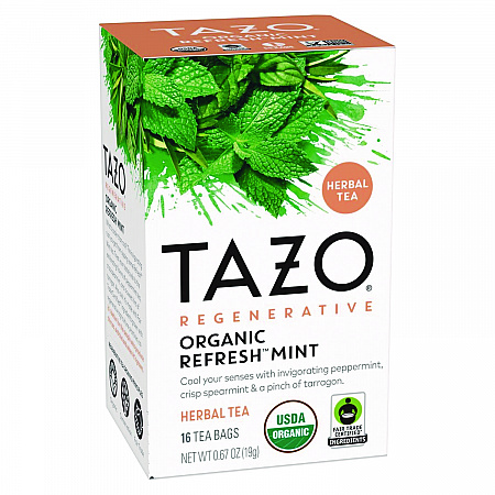 Tea Bags, Organic Refresh Mint, 16/Box, 6 Boxes/Carton (00350)