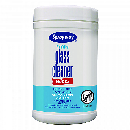 Glass Cleaner Wipes, 1-Ply, 10 x 12, White, 6/Carton (933)
