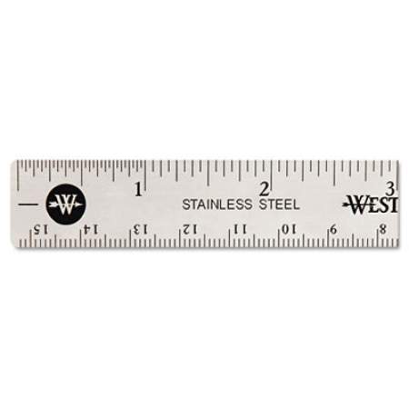 Westcott Stainless Steel Office Ruler With Non Slip Cork Base, Standard/Metric, 6" Long (10414)