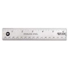 Westcott Stainless Steel Office Ruler With Non Slip Cork Base, Standard/Metric, 12" Long (10415)