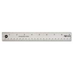 Westcott Stainless Steel Office Ruler With Non Slip Cork Base, Standard/Metric, 18" Long (10417)