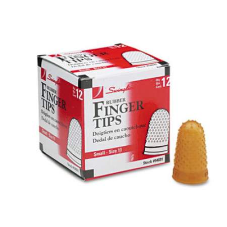 Swingline Rubber Finger Tips, 11 (Small), Amber, Dozen (54031)