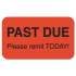 Tabbies Billing Collection Labels, PAST DUE Please remit TODAY!, 0.88 x 1.5, Fluorescent Red, 250/Roll (01350)