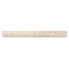 Westcott Three-Hole Punched Wood Ruler English and Metric With Metal Edge, 12" Long (10702)