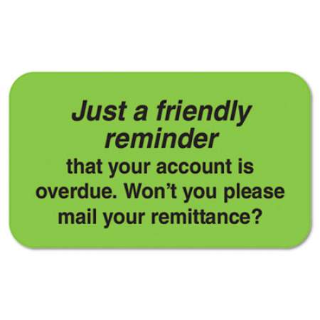 Tabbies Billing Collection Labels, Friendly Reminder, 0.88 x 1.5, Green, 250/Roll (04220)