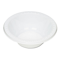Plastic Dinnerware, Bowl, 12 oz, White, 125/Pack (12244WH)