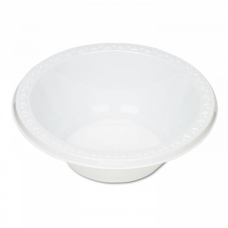 Plastic Dinnerware, Bowl, 12 oz, White, 125/Pack (12244WH)