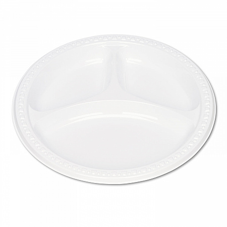 Plastic Dinnerware, 3-Compartment Plates, 9