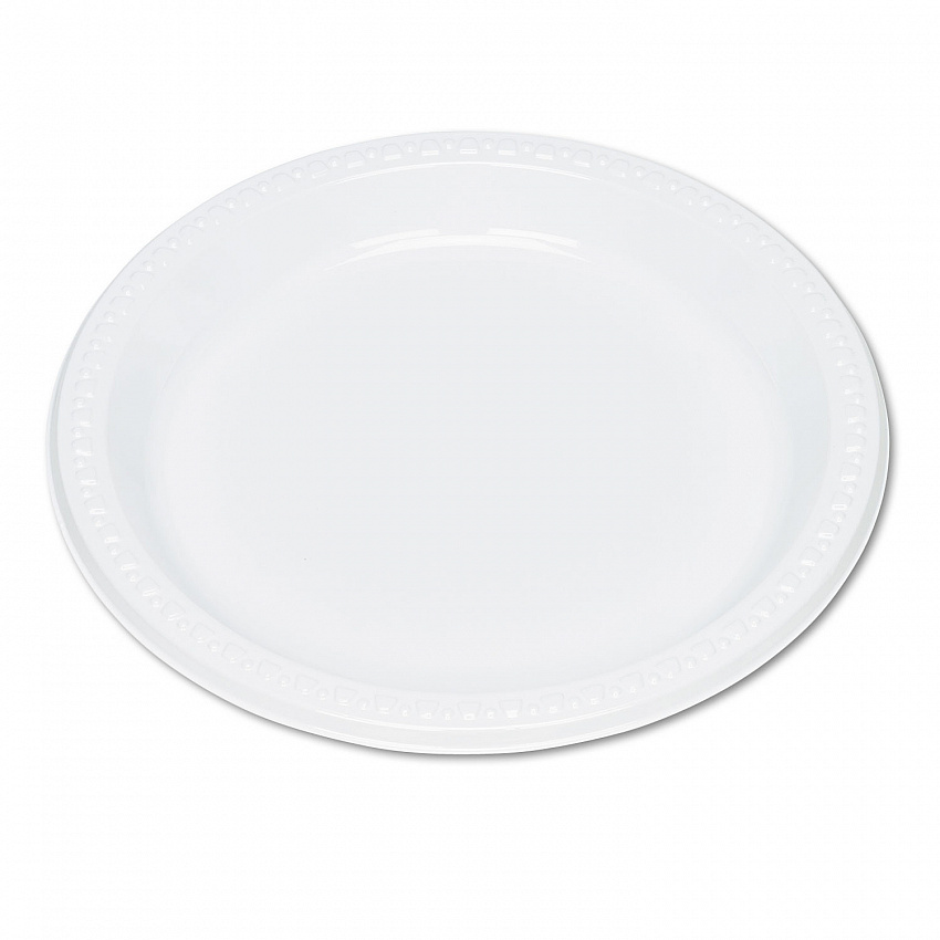 Plastic Dinnerware, Plates, 9" dia, White, 500/Carton (9644WH)