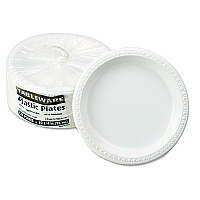 Plastic Dinnerware, Plates, 10.25" dia, White, 125/Pack (TM10644WH)