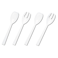 Table Set Plastic Serving Forks and Spoons, 9.5", White, 48/Pack (W95PK4)