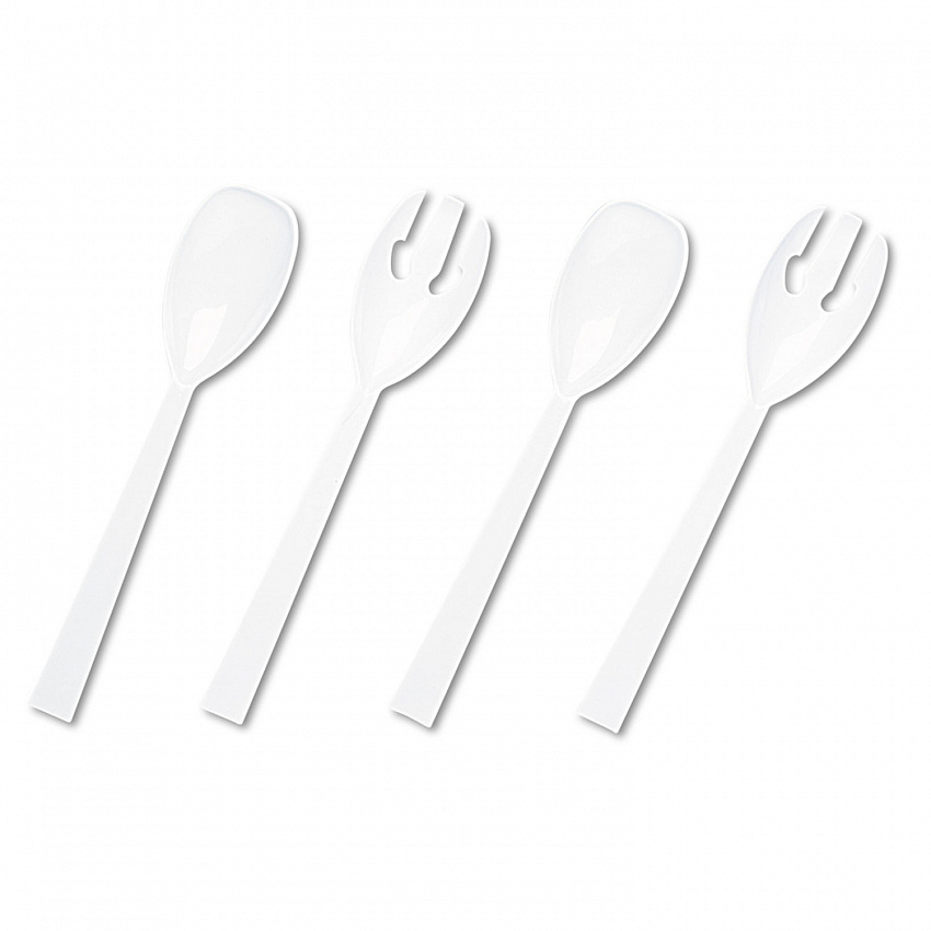 Table Set Plastic Serving Forks and Spoons, 9.5", White, 48/Pack (W95PK4)
