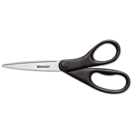 Westcott Design Line Straight Stainless Steel Scissors, 8" Long, 3.13" Cut Length, Black Straight Handle (13139)