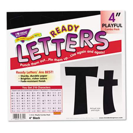 TREND Ready Letters Playful Combo Set, Black, 4"h, 216/Set (T79741)