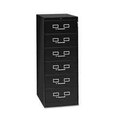 Tennsco Six-Drawer Multimedia/Card File Cabinet, Black, 21.25" x 28.5" x 52" (CF669BK)
