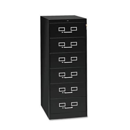 Tennsco Six-Drawer Multimedia/Card File Cabinet, Black, 21.25" x 28.5" x 52" (CF669BK)